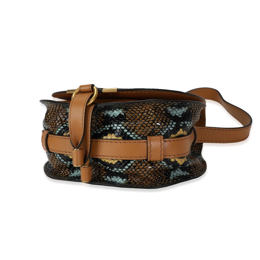Chloe Brown And Teal Python-Embossed Calfskin Sma… - image 6